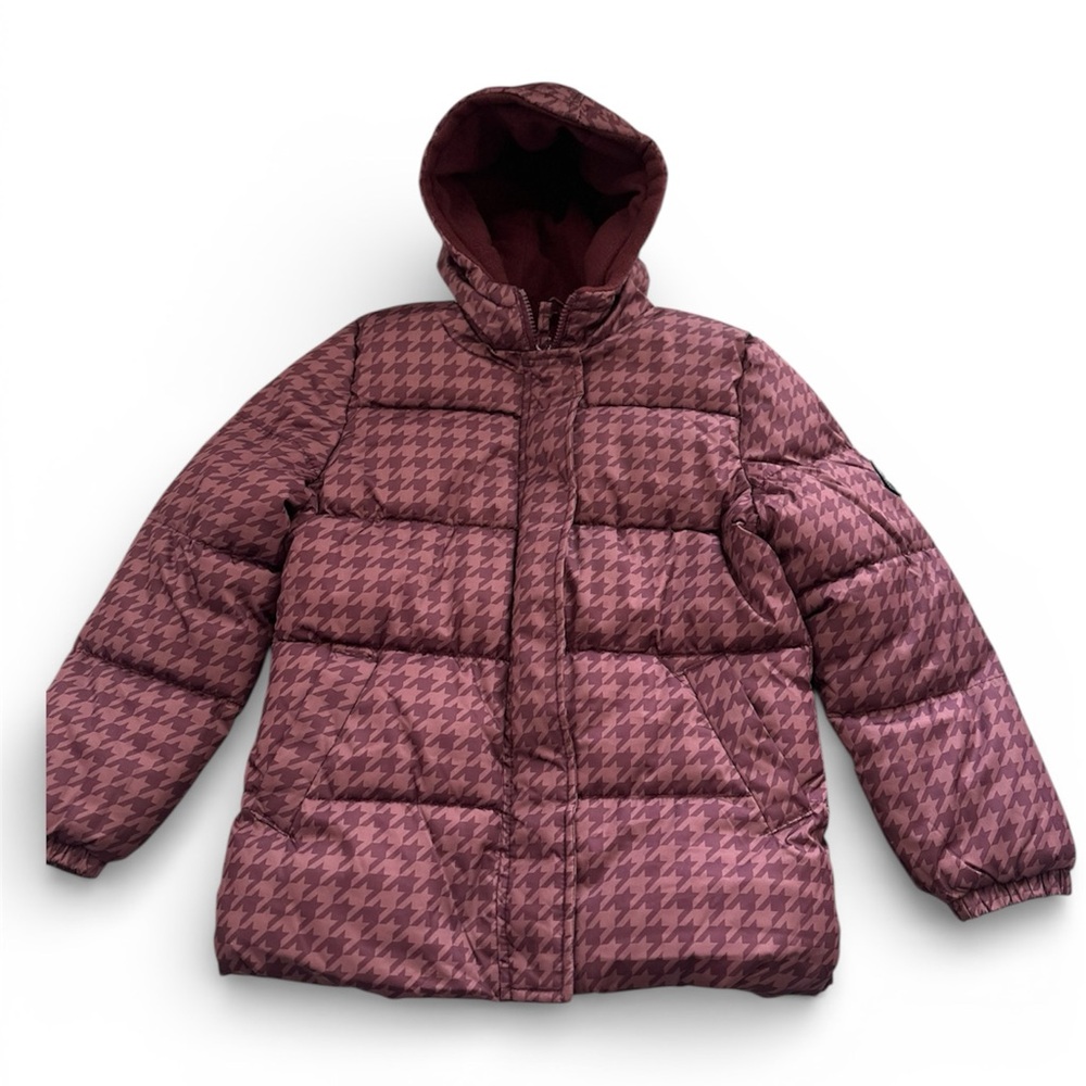 Houndstooth Patterned Puffer Jacket